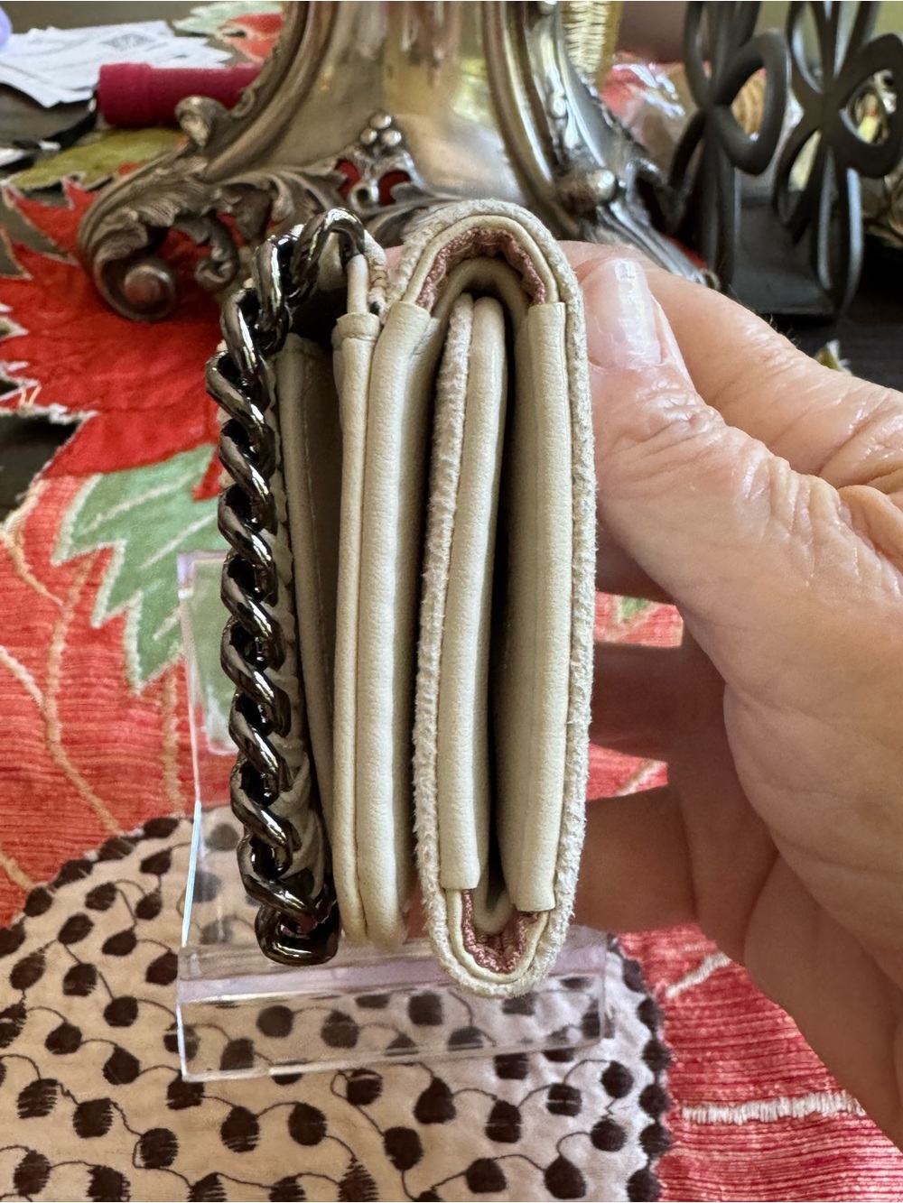 Stella McCartney Cream Woven-Edge Chain Small Wallet NWOT - Picture 5 of 13